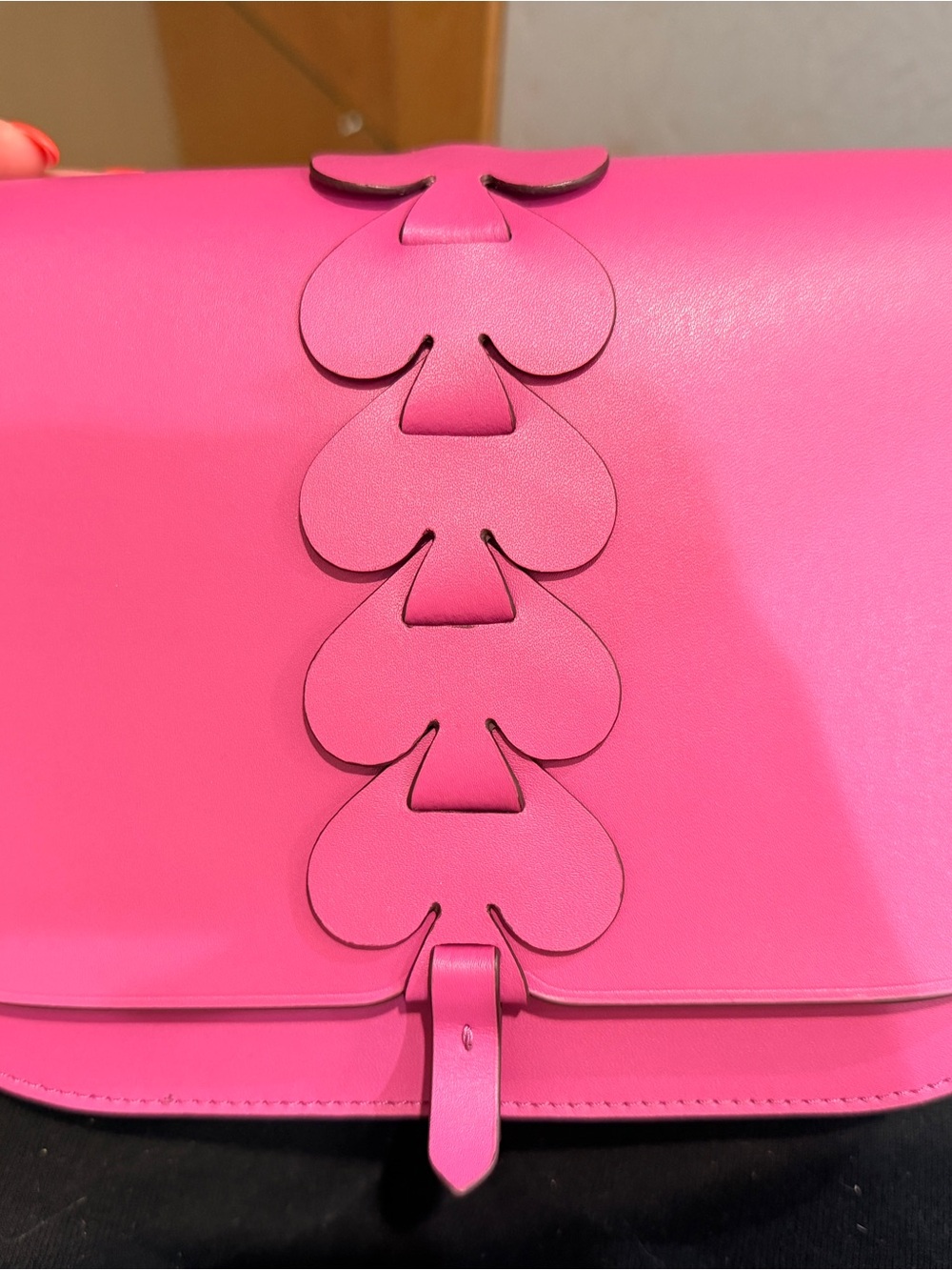 kate spade magenta purple-pink-ish with Leather Crossbody with Heart/spade desig